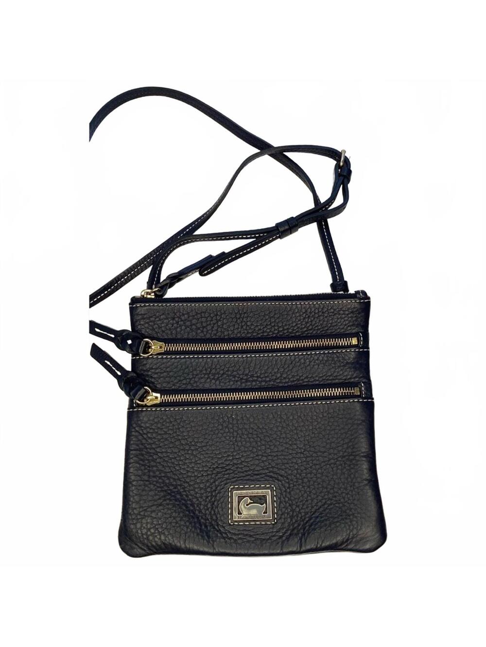 Dooney and Bourke Midnight Blue, Triple Zip, 8”x 8” Crossbody Leather Purse